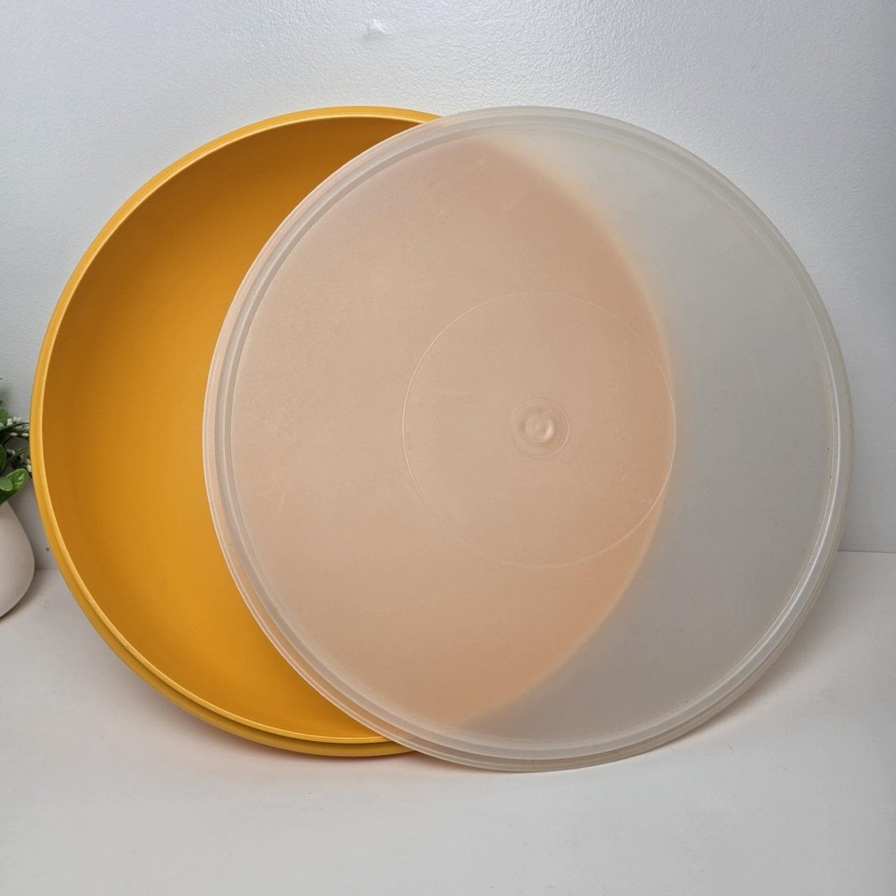 VTG Tupperware Fix N Mix Yellow Orange Harvest Gold Bowl #274 w/Sheer Lid